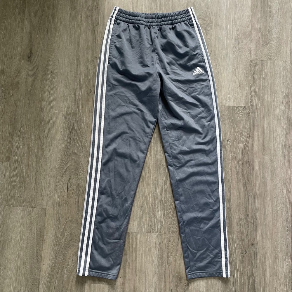 Adidas Track Pants Youth L 14/16 Gray Good 3-Stripe Logo Joggers HCM046